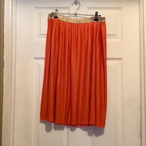 Apt 9 Coral Pleated Skirt with Metallic Trim
